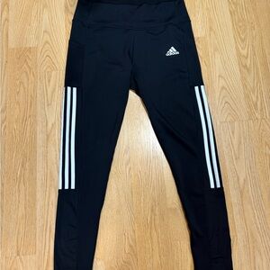 Adidas Women's Black Leggings with White Stripes